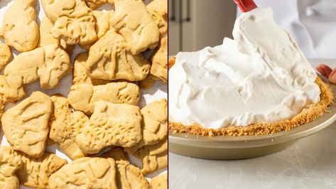 Animal Crackers Make Great Pie Crust | America's Test Kitchen Animal Cracker Crust Recipe, Animal Cracker Crust, Animal Cracker Pie Crust, Gluten Free Animal Crackers, Cheesecake Crust Recipe, Gluten Free Pecan, Pie Crust Uses, Apple Slab Pie, Animal Cracker