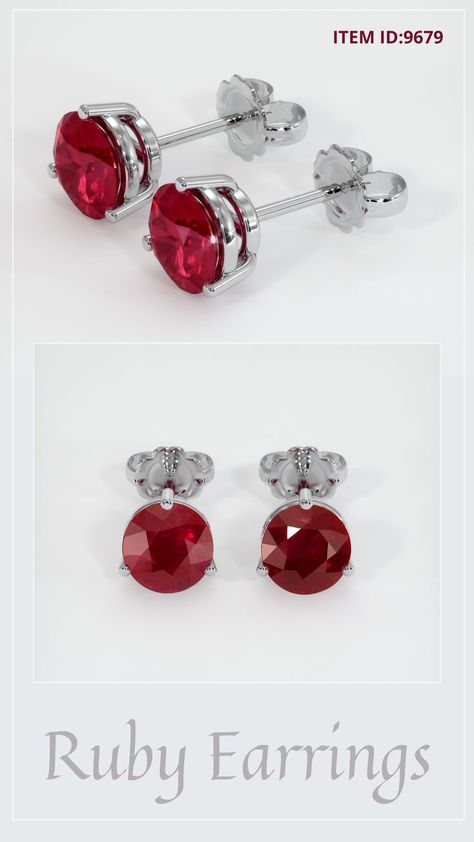 Two round-shaped red rubies weighing 8.17 carats on a pair of earrings.These rubies are from Burma and has a brilliant cut and vivid color intensity. #earstuds #earringsstuds #earjewelry #earringsjewelry #prettyear Red Carpet Ready, Ruby Earrings, Ruby Jewelry, Vivid Color, Ruby Ring, Natural Ruby, Ear Jewelry, The Natural, Ear Studs