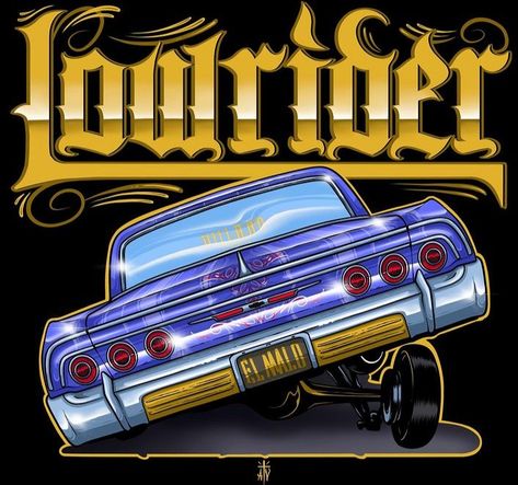 Lowrider Murals, 64 Impala Lowrider, Easy Graffiti, Spray Can Art, Easy Graffiti Drawings, 64 Impala, Airbrush T Shirts, Mexican Culture Art, Cholo Art