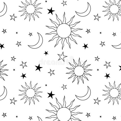 Galaxy Seamless Hand Drawn Pattern Design With Zodiac Elements. Sun, Moon And Stars Stock Vector - Illustration of christmas, moonsun: 160576251 Space Seamless Pattern, Star And Moon Pattern, Moon And Star Illustration, Galaxy Pattern Design, Moon Sun Illustration, Celestial Pattern Design, Star And Moon Drawing, Sun Pattern Design, Sun Moon And Stars Drawing