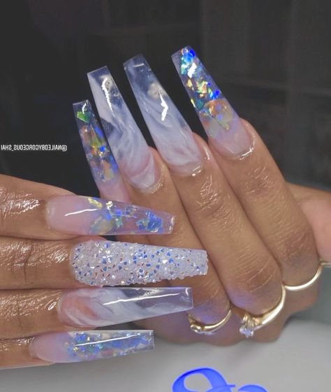 Ice Acrylic Nails, Baddie Nails Acrylic Blue, Long Acrylic Nail Designs, Blue Acrylic Nails, White Acrylic Nails, Purple Nail, Cute Acrylic Nail Designs, Long Acrylic Nails Coffin, Exotic Nails