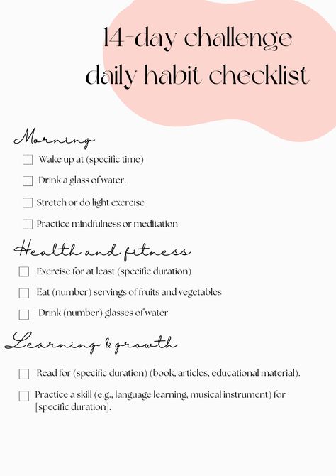 A checklist serves as your roadmap to success, offering a structured framework to integrate positive habits into your daily routine. From mindfulness practices to productivity techniques, each item on the checklist is curated to accelerate your personal growth journey. Stay accountable, track your progress, and cultivate lasting change as you commit to these daily habits. Life Changing Daily Routines, Daily Healthy Habits Checklist, Productivity Techniques, Better Habits Daily Routines, Habits Checklist, Success Habits Daily Routines, Change Habits Daily Routines, Meditation For Health, Mindfulness Practices