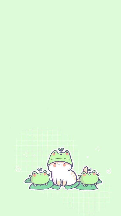 Frog Phone Wallpaper, Froggy Wallpaper, Cat And Frog, Frog Phone, Cute Froggy, Frog Wallpaper, Aesthetic Cat, Pretty Phone Wallpaper, Funny Frogs