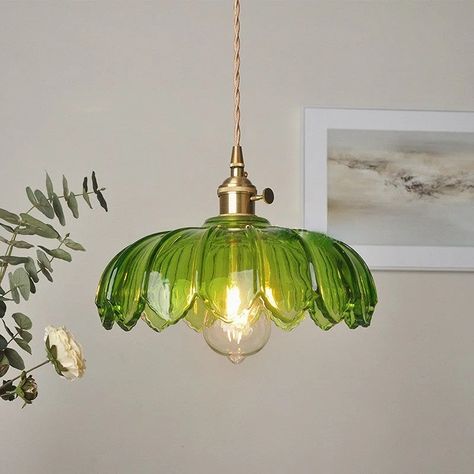 Arturest Scalloped Glass Flower Pendant Light For Dining Room Flower Pendant Light, Hanging Lamps Living Room, Flower Ceiling, Pendant Lighting Dining Room, Deco Luminaire, Suspension Vintage, Indoor Lighting Fixtures, Translucent Glass, Hanging Ceiling Lights