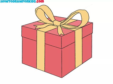 How to Draw a Present - Easy Drawing Tutorial For Kids Present Cartoon Drawing, Present Cartoon, Birthday Drawing Ideas, Present Drawing, Birthday Drawing, Present Box, Easy Drawing Tutorial, Drawing Tutorials For Kids, Holiday Artwork