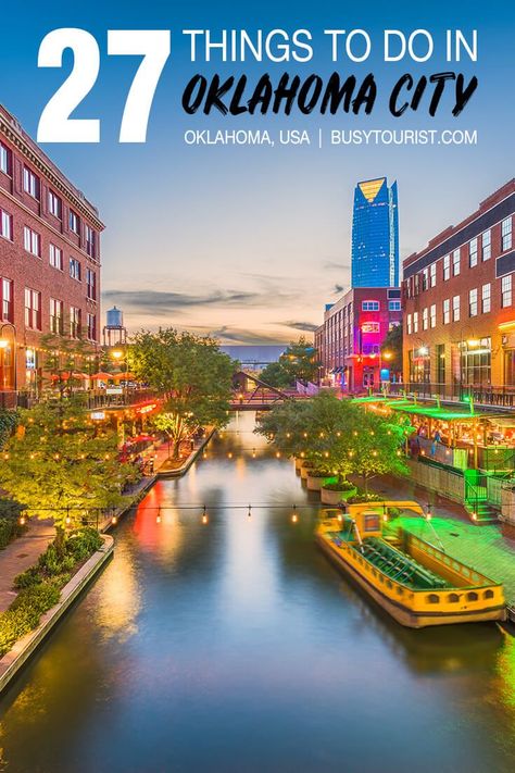 Wondering what to do in Oklahoma City? Here you will find the top attractions, best activities, places to visit & fun things to do in Oklahoma City. Start planning your itinerary & bucket lists for OKC now! #oklahomacity #oklahoma #okc #usatravel #usatrip #usaroadtrip #travelusa #ustravel #ustraveldestinations #americatravel #travelamerica #vacationusa Oklahoma In December, Things To See In Oklahoma, Things To Do Oklahoma City, Southern Roadtrip, Oklahoma City Things To Do, Visit Oklahoma, City Activities, Bricktown Oklahoma City, Things To Do In Oklahoma