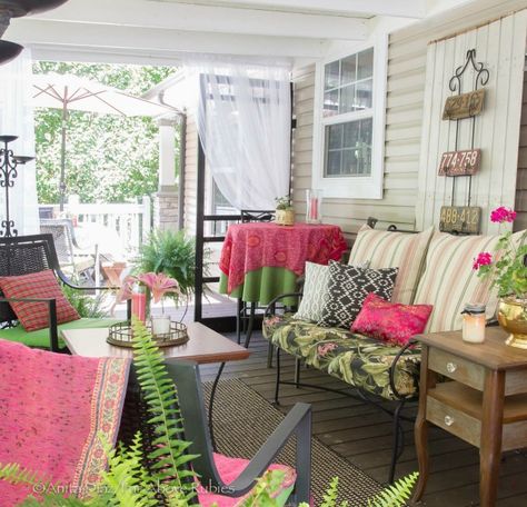 Eclectic Home Tour - Far Above Rubies Above Rubies, Whispering Pines, Porch Living, Summer Front Porches, Vintage Farmhouse Style, Farmhouse Front Porches, Summer Porch, Porch Furniture, Screen Porch