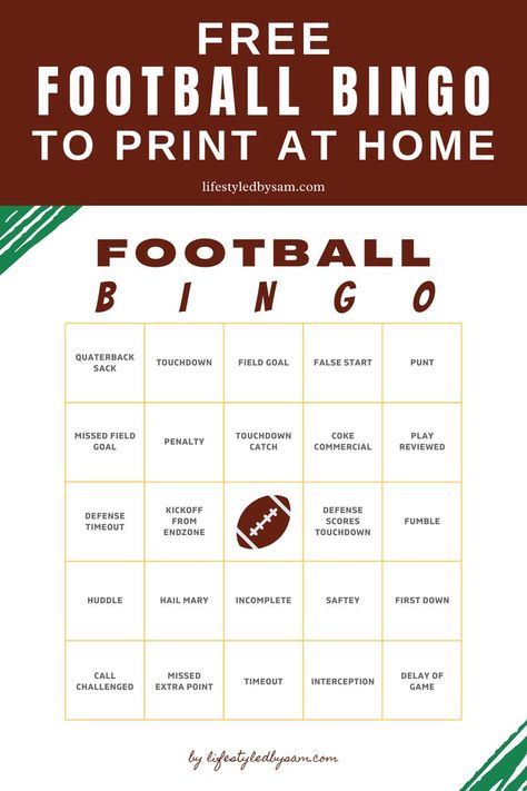 Graphic image of football bingo cards Super Bowl Party Games Free Printables, Super Bowl Printables, Football Party Desserts, Super Bowl Bingo Cards, Football Party Food Appetizers, Football Bingo, Super Bowl Bingo, Bingo Cards To Print, Football Printables