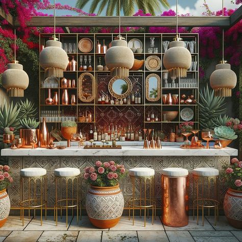 🇲🇽 (1-5: What style do You prefer?) My @giLherrera twist of Modern Mexican Hacienda Outdoor Pool Bar (our 100% 🇲🇽 Artisan Copper fits PERFECTLY 👌🏼) with a French Renaissance & Tulum/Cabo Touch (Stay Tuned to our Statement Copper Chandeliers: Coming Soon!) . P.S Did you CATCH our solid BEAUTIFUL copper barstool😉 Coming Soon!! . At CoLores Decor Our team is constantly experimenting with textures & “WOW” styles for a UNIQUE statement design for any room…Introducing TOP 🇲🇽 MeXican Artisan Design ... Modern Mexican Hacienda, Outdoor Pool Bar, Modernism Week Palm Springs, Mexican Hacienda, Artisan Decor, Brunch Places, Palm Springs Style, Hotel Inspiration, Bar Interior Design