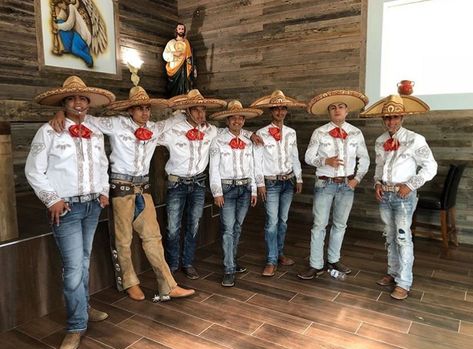 Charros Quince Chambelanes Outfits, Mexican Theme Party Outfit, Vaquero Outfit, Quinceanera Chambelanes, Mariachi Quinceanera Dress, Chambelanes Outfits Quinceanera, Chambelan Outfits, Chambelanes Outfits, Charro Outfit