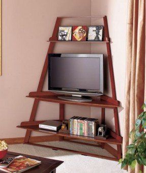 Wood Corner Tv Stands - Ideas on Foter Corner Tv Shelves, Wood Corner Tv Stand, Tv Corner, Corner Tv Stands, Midcentury Tv Stand, Bedroom Tv Stand, Picture Shelf, Corner Tv Unit, Tv Stand Designs