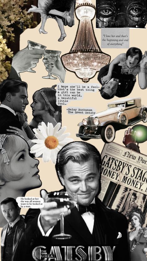 Great Gatsby collage Great Gatsby Collage, The Great Gatsby Collage, 1920s Collage, The Great Gatsby Aesthetic, Great Gatsby Aesthetic, Great Gatsby Poster, Collage Project, Birthday Party 21, Design Posters