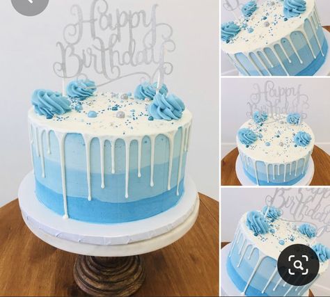 Ombré Blue Cake, Blue Frosted Cake, Cake Designs Birthday Blue, Blue Ombre Cake Birthdays, 1st Birthday Cake Boy Simple, Birthday Cake For Women Blue, Blue Cakes For Girls Birthday, Blue Birthday Cakes For Women, Blue Birthday Cake Ideas