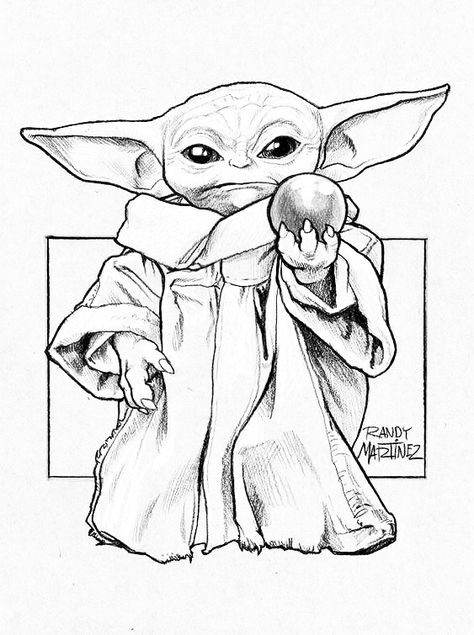 Grogu Drawing, Baby Yoda Drawing, Mandalorian Tattoo, Star Wars Stencil, Yoda Drawing, Yoda Art, Cool Tattoo Drawings, Star Wars Decor, Anime Stars