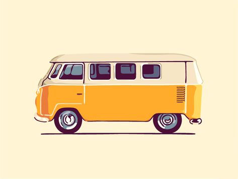 Van Drawing, Vintage Volkswagen Bus, Artwork On Wall, Vintage Volkswagen, Volkswagen Bus, Vw Van, Retro Summer, Retro Flowers, Art Deco Ring