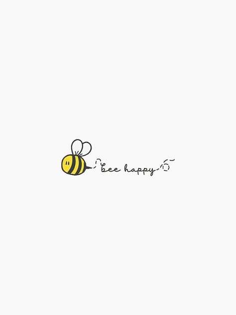 Bee Doodle Simple, Tiny Bee Drawing, Simple Bee Drawing Tattoo Ideas, Bee Happy Tattoo Ideas, Bee Happy Tattoo, Cartoon Bees Tattoos, Cute Honey Bee Drawing, Cute Bee Drawing, Cute Honey Bee Illustration