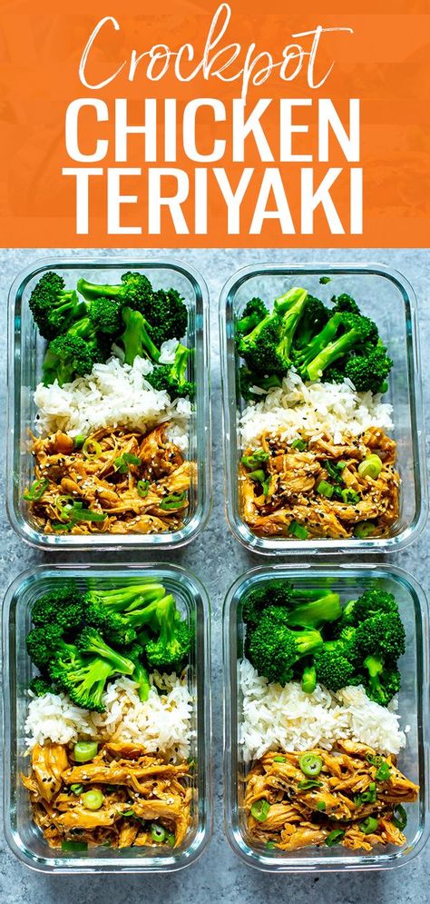 Meal Prep Crockpot, Crock Pot Chicken Teriyaki, Crockpot Meal Prep, Teriyaki Chicken Crock Pot, Teriyaki Recipe, Chicken Teriyaki Recipe, Chicken Teriyaki, Pasti Sani, Crock Pot Chicken