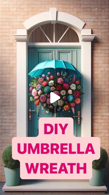 Diy Umbrella, Umbrella Wreath, Diy Door Decor, Tulip Centerpiece, Whimsical Diy, Spring Door Decoration, Door Wreaths Diy, Easter Basket Diy, Spring Door