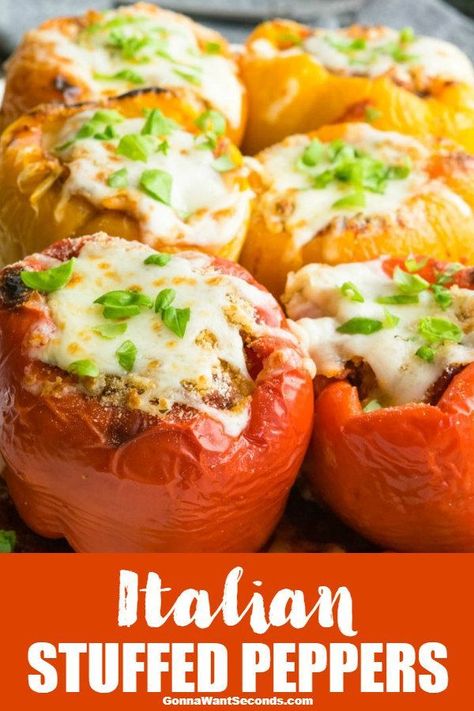 Easy Stuffed Pepper Recipe, Italian Stuffed Peppers, Easy Stuffed Peppers, Cheese All, Stuffed Peppers Recipe, Stuffed Peppers Turkey, Beef Rice, Bell Pepper Recipes, Low Carb Meal