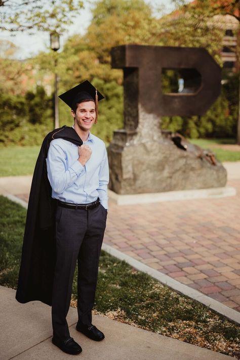 Guys Graduation Outfits, Graduation Preparation, Purdue Graduation, Male Graduation Pictures, Men Graduation Outfit, Pose Men, Male Graduation, West Lafayette Indiana, College Grad Pictures