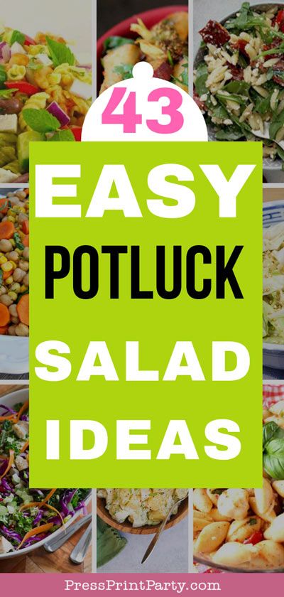 EASY POTLUCK SALADS - Crowd pleasers potluck salad ideas for summer or any get together for church, picnics, family gatherings, or parties. Best make ahead salads for a crowd. Pasta salads, potato salads, broccoli salad, corn salads, bean salads, & cabbage salad recipes. Something for everyone, keto, vegetarians, bacon, chicken. #potluck #salads by Press Print Party! Potluck Salad Ideas, Chicken Potluck, Salads Broccoli, Potluck Salads, Frito Taco Salad, Church Potluck Recipes, Cranberry Quinoa Salad, Salad Macaroni, Bean Salads