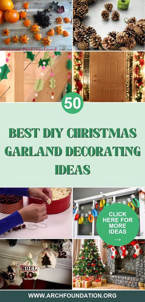 Christmas garlands add a festive touch to every corner of your home, making your space feel warm and joyful. These DIY ideas allow you to personalize your decor, creating garlands that reflect your holiday style. Whether draped over a mantel, wrapped around a staircase, or hung on a door, garlands bring holiday cheer to your home. With these 50 ideas below, let's inspire your creativity and help you make your holiday decorations truly special. Alternative Garland Ideas, Diy Outdoor Christmas Garland, Diy Christmas Garland Ideas How To Make, Diy Garland Ideas, Christmas Garland Decorating Ideas, Diy Christmas Garlands, Christmas Garland Diy, Outdoor Christmas Garland, Unique Tree Toppers