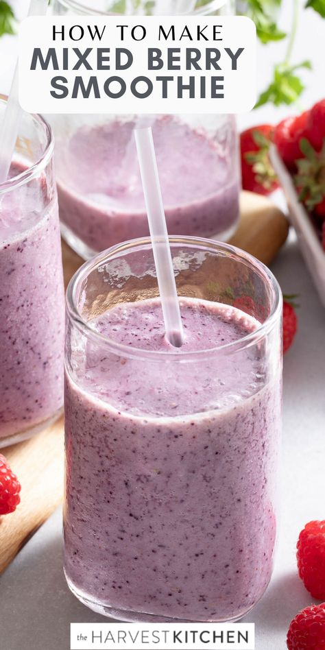 This Mixed Berry Smoothie recipe is made with oat milk, frozen mixed berries (blueberries, blackberries, raspberries and strawberries), frozen bananas and pure vanilla extract. It’s a quick and easy banana berry smoothie to make even on busy weekday mornings. Frozen Fruit Smoothie Recipes, Frozen Fruit Smoothie, Mixed Berry Smoothie, Berry Smoothie Recipe, Frozen Bananas, Pure Vanilla, Berry Smoothie, Frozen Fruit, Fruit Smoothie Recipes