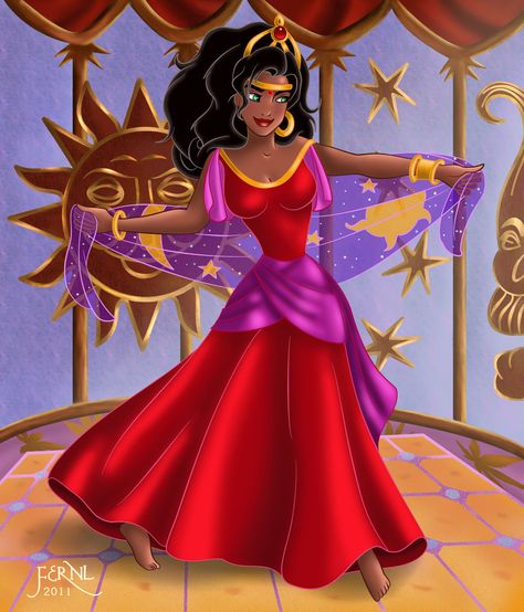 THE DANCE OF ESMERALDA | by FERNL @ DeviantART.com // #disney; the hunchback of notre dame Esmeralda Red Dress, Hunchback Of Notre Dame Esmeralda, Disney Hunchback Of Notre Dame, Notre Dame Disney, Esmeralda Disney, Disney Princess Gifts, The Hunchback Of Notre Dame, Hunchback Of Notre Dame, Disney Princess Dresses