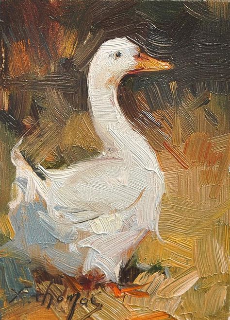 Original Fine Art By © Thomas Xie in the DailyPaintworks.com Fine Art Gallery Goose Oil Painting, Abstract Duck Painting, Duck Painting Acrylic, Duck Paintings, Goose Painting, Ducks Art, Goose Art, Duck Painting, Duck Art