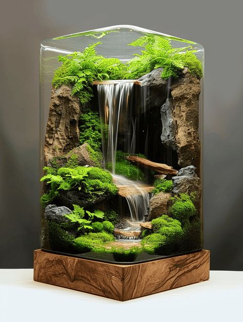 38 Fantastic Moss Terrarium Ideas You Can Have At Home Moss Terrarium Ideas, Best Terrarium Plants, Closed Terrarium Plants, Water Terrarium, Build A Terrarium, Water Wall Fountain, Open Terrariums, Diy Succulent Terrarium, Fish Tank Terrarium