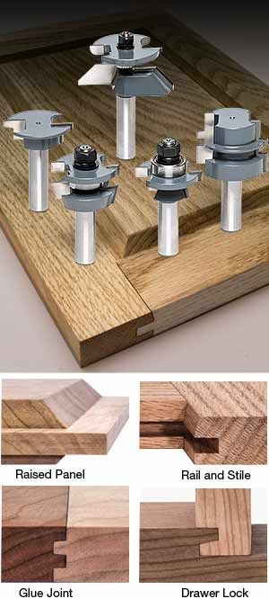 MLCS_5_piece_shaker_cabinetmaker_router_bit_sets Cabinet Door Router Bits, Farmhouse Finishes, Front Door Design Wood, Simple Wood Carving, Campaign Furniture, Raised Panel Doors, Shaker Doors, Panel Door, Router Woodworking