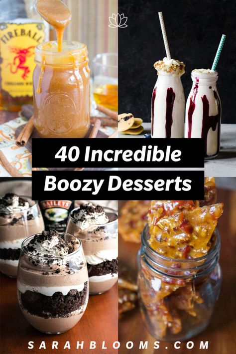 Dessert Drinks Alcohol, Drunken Desserts, Boozy Baking, Blueberry Milkshake, Bourbon Bacon, Alcoholic Treats, Boozy Chocolate, Alcoholic Desserts, Boozy Desserts