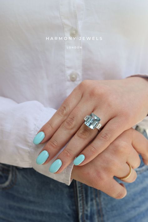 Let me distract you with this amazing blue beauty💙💙💙 Ocean vibes with this 9ct Aquamarine Emerald Cut Trilogy engagement ring 🌊 💍 All set honey, let´s chat and turn your dreams into reality 📩 Turn Your Dreams Into Reality, Trilogy Engagement Ring, Shaped Sofa, Blue Beauty, Ocean Vibes, Dreams Into Reality, Emerald Cut, Aquamarine, Dreaming Of You