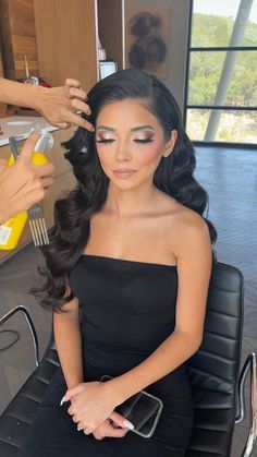 Pageant Hair And Makeup, Glamorous Wedding Hair, Bridal Hair Down, Pageant Hair, Glamour Hair, Guest Hair, Hollywood Hair, Bridesmaid Hair Makeup, Quince Hairstyles