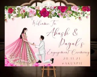 Caricature Invitation, Marriage Video, Engagement Board, Engagement Stage, Hindu Muslim, Engagement Stage Decoration, Engagement Party Planning, Engagement Decoration, Event Stationery