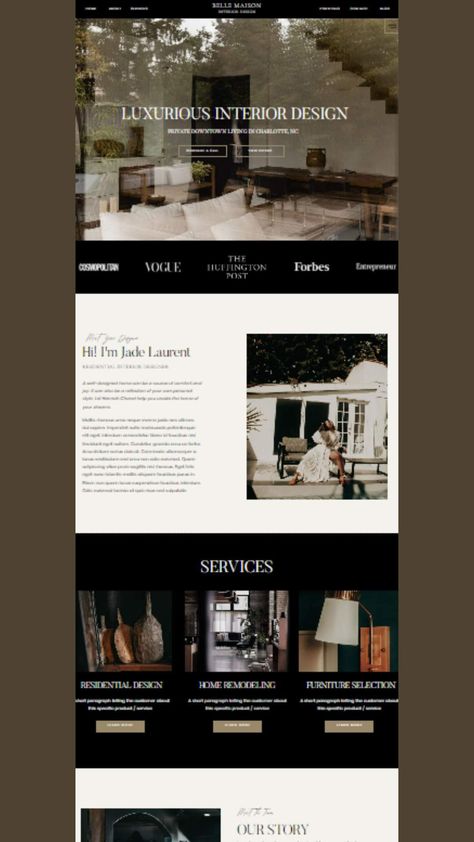 Modern Luxury Website Design, Website Design Elegant, Luxury Ecommerce Website, Luxe Website Design, Interior Design Portfolio Website, Old Money Website Design, Branding Agency Website, Interior Design Website Inspiration, Classy Website Design