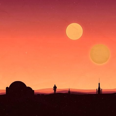 Tattooine Sunset Wallpaper, Tatooine Wall Mural, Binary Sunset Wallpaper, Tattooine Sunset, Tattooine Star Wars, Tatooine Sunset, Star Wars Mural, Binary Sunset, Star Wars Canvas Art