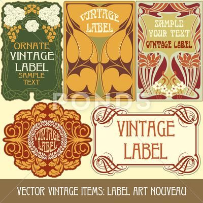 Art Nouveau Vector, Art Nouveau Graphic Design, Etiquette Vintage, Label Art, Art Nouveau Decor, Art Nouveau Poster, Sunflower Art, Vintage Typography, Vintage Fonts