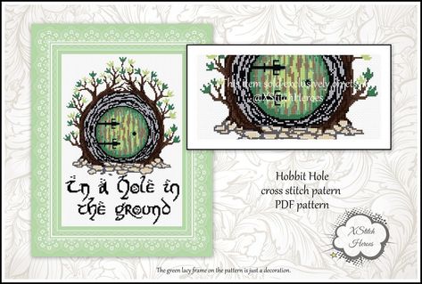 Hobbit Home Decor, Hobbit Embroidery, Lotr Cross Stitch, Hobbit Home, Hobbit Hole, Modern Pattern, The Rings, Lord Of The Rings, The Hobbit