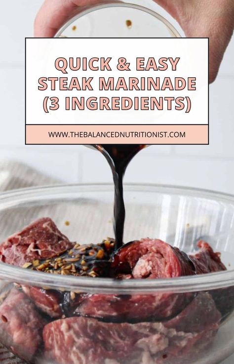 Try this easy simple steak marinade for the best steak marinade ever. It's quick with few ingredients and healthy. This delicious and yummy homemade steak marinade is a 3 ingredient marinade. Perfect for chicken, steak, and kabobs. 3 Ingredient Marinade, Simple Steak Marinade, Best Steak Marinade Ever, Homemade Steak Marinade, Quick Steak Marinade, Steak Kabob Marinade, Steak Marinade For Grilling, Easy Steak Marinade Recipes, Kabob Marinade