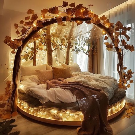 Traditional Bed Designs, Sunken Bed, Bed Nest, Circle Bed, Canopy Ideas, Cool Teen Bedrooms, Fairy Bedroom, Whimsical Bedroom, Pretty Bedding