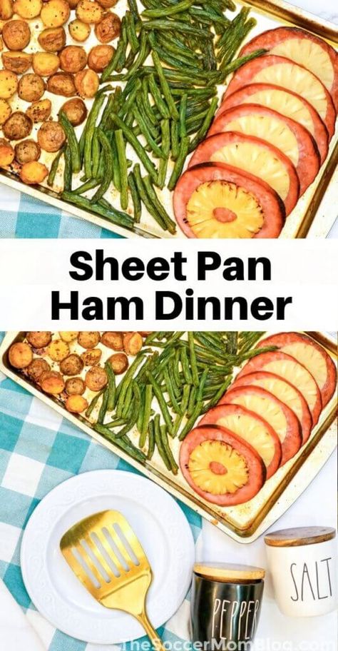 Sheet Pan Dinners Ham, Green Beans With Ham And Potatoes, One Pan Ham Dinner, Ham Green Beans And Potatoes Oven, Ham Steaks Sheet Pan Dinner, Ham Sheet Pan Dinner, Ham Potatoes And Green Beans, Sheet Pan Ham, Ham Green Beans Potatoes