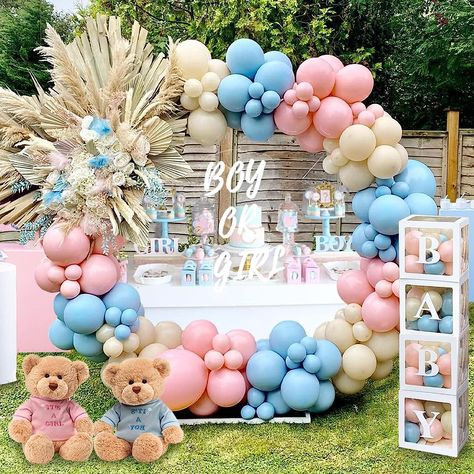 DIY Gender Reveal Party Decorations - 176pcs Pink and Blue Balloons Arch Kit, Baby Box with Letters(BABY) for Baby Gender Reveal Decor Party Supplies Boy or Girl Baby Shower Revelacion Genero Backdrop Idee Babyshower, Balloon Kits, Gender Reveal Balloons, Gender Reveal Party Decorations, Gender Reveal Decorations, Baby Gender Reveal Party, Baby Shower Supplies, Baby Shower Party Supplies, Baby Shower Decor