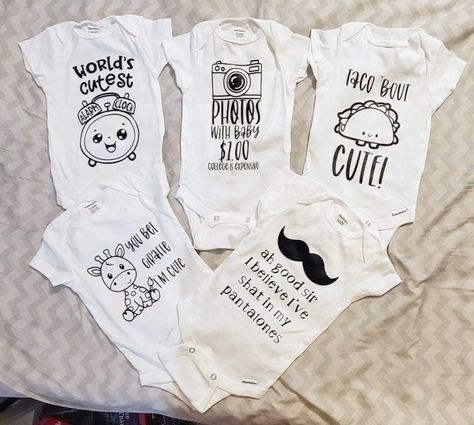 Cricut Crafts for Beginners & Free SVG Sharing | Made some onesies for a friend's baby shower | Facebook 3rd Baby Announcement, Crafts For Beginners, Mini Boo, Cute Clock, Baby Planning, Cricut Explore Air 2, Cricut Explore Air, Kids Learning Activities, Baby Sewing