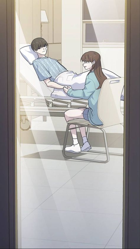 Hospital Couple, Sick Boyfriend, Anime Hospital, Hospital Drawing, Hospital Reference, Manga Watercolor, Sick Boy, Drawing Cartoon Faces, Scene Drawing