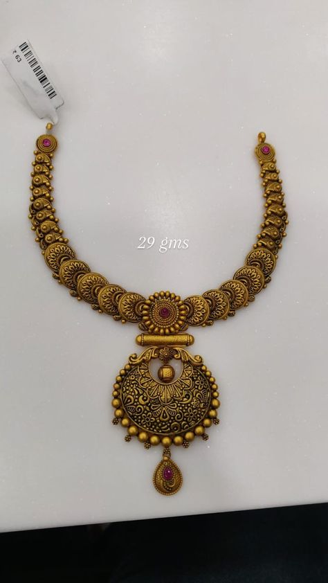 Gold Necklace Set 30 Grams, Antique Necklace Gold, Temple Jewelry Necklace, Long Haram, Bridal Jewelery, Mala Jewelry, Antique Gold Jewelry Indian, Gold Mangalsutra Designs, Gold Necklace Indian Bridal Jewelry