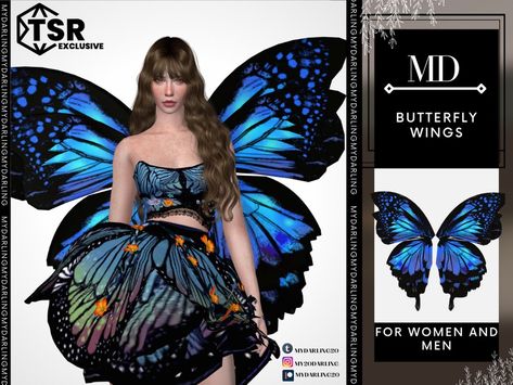 The Sims Resource - butterfly wings ADULT The Sims 4 Cc Fairy Wings, Butterfly Sims 4 Cc, Sims4 Cc Hair Long, Sims 4 Wings Cc, Sims 4 Cc Butterfly, Vtuber Accessories, Sims 4 Fairy Cc, Sims 4 Butterfly, Mariposa Dress