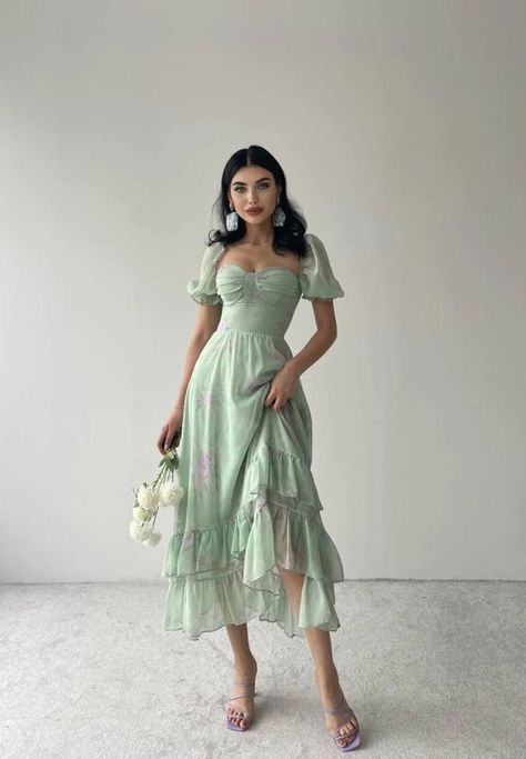 Green Bridgerton Dress, Bridgerton Inspired Dresses, Bridal Shower Outfit For Guest, Shower Outfit For Guest, Fairycore Fashion, Bridgerton Inspired, Clothes Jeans, Bridal Shower Outfit, Court Dresses