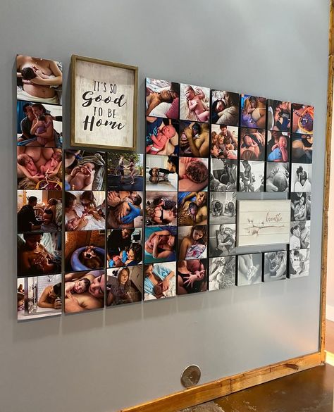 Mixtiles on Instagram: “This beautiful picture was shared with us from a homebirth nurse-midwife practice near Dallas, TX - @bundleborn ⁠ ⁠ "Loving our new…” Midwife Clinic Design, Midwife Office Design, Midwife Office Decor, Midwifery Office Design, Midwife Office, Nail Suite, Birthing Center, Pic Wall, Gallery Wall Design