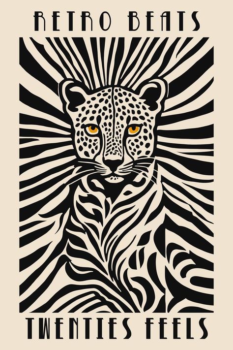 Leopard Print Wall Art, Leopard Print Wall, Bold Graphic Design, Leopard Art, Deco Poster, Poster Store, Art Deco Posters, Tableau Art, Black And Cream